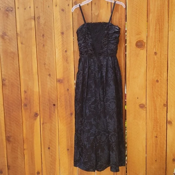 Gunne Sax Black Brocade Lace Detail Formal Dress 5 - Picture 7 of 7
